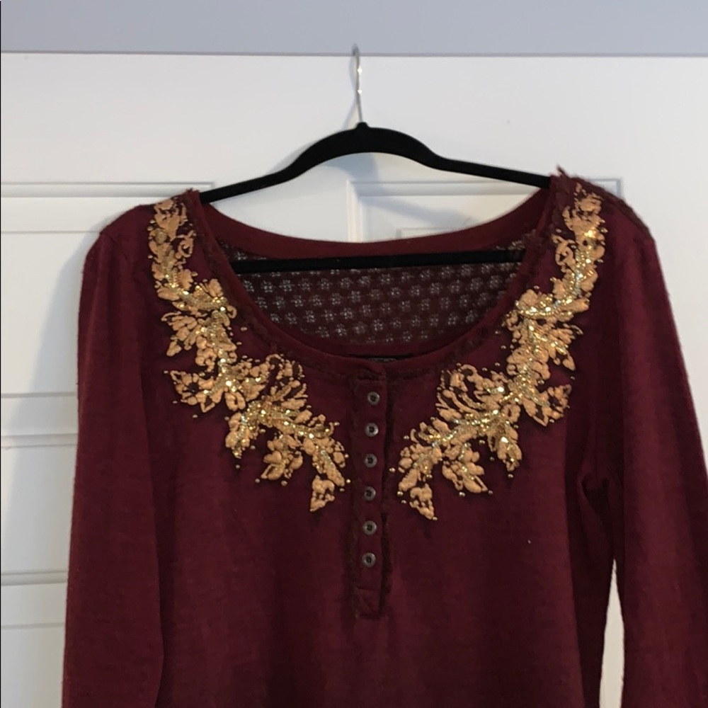 Miss me gold and maroon long sleeve
